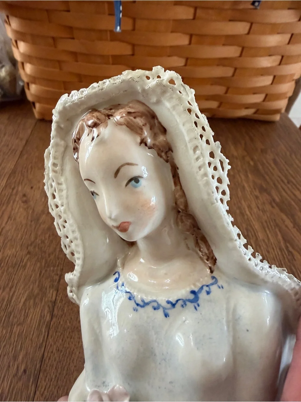 Vintage Lady Figurine with Laced Accents